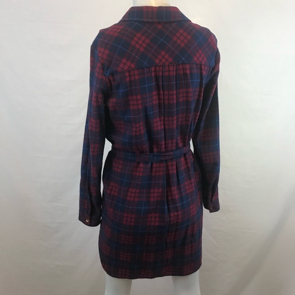 2/$40 Navy Red Plaid Flannel Tunic Top Dress - Picture 7 of 7